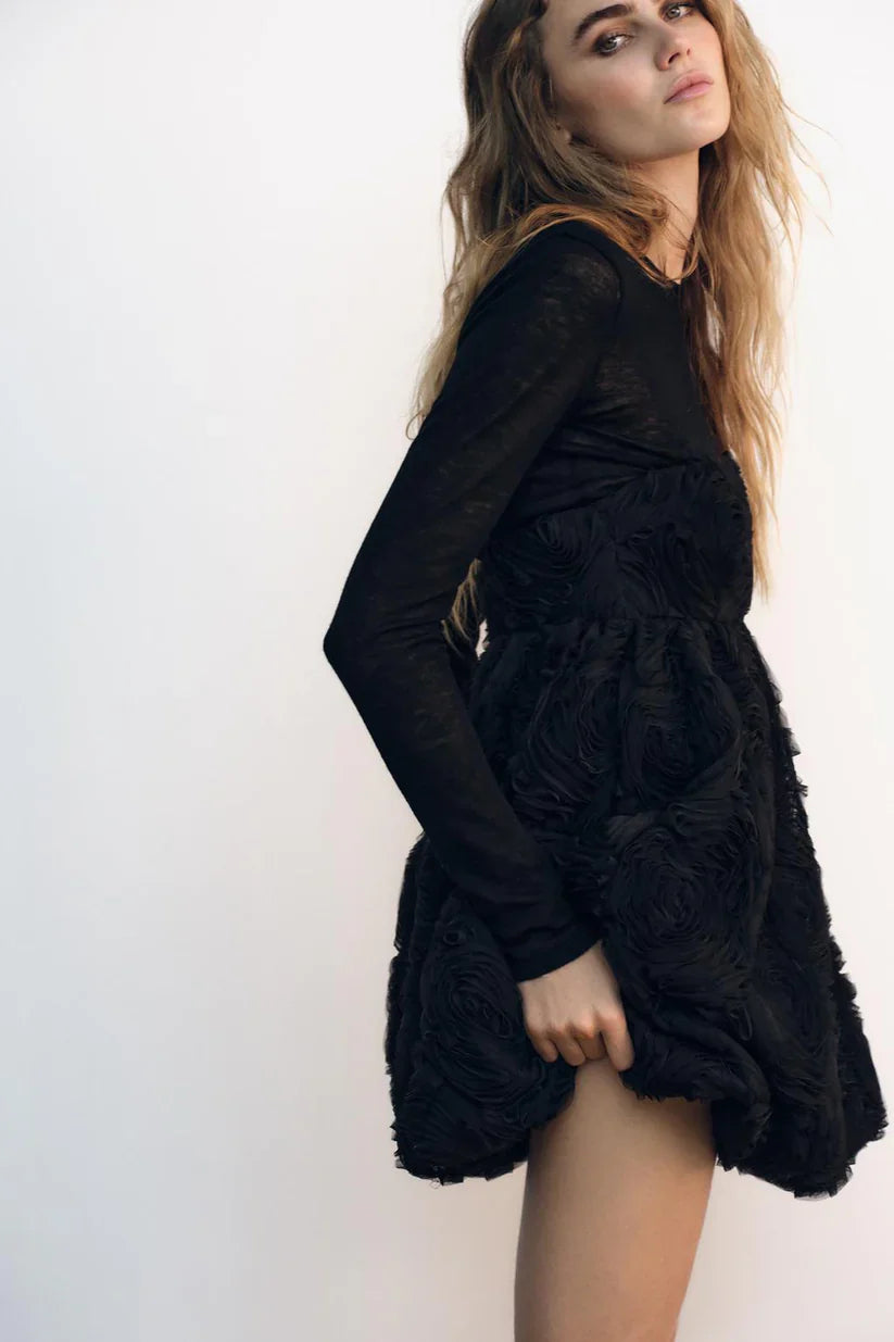 Textured Floral Mini Dress