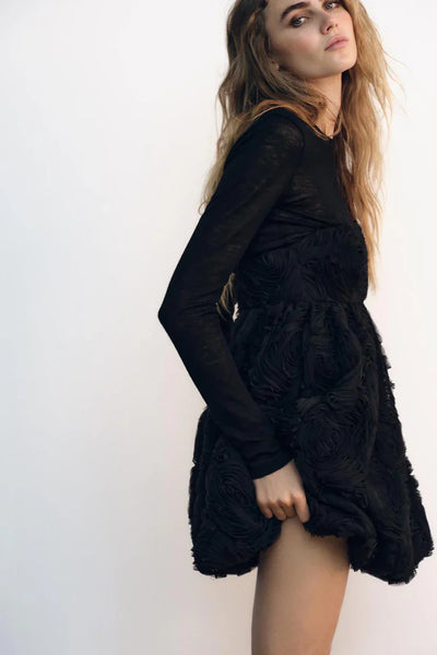 Textured Floral Mini Dress