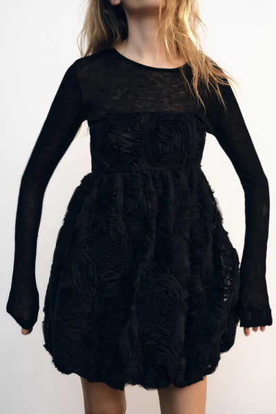 Textured Floral Mini Dress
