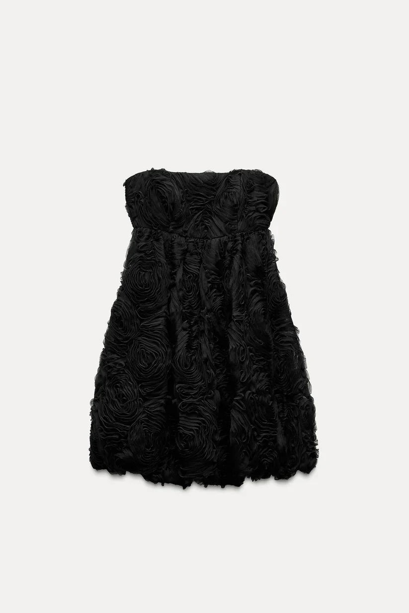 Textured Floral Mini Dress