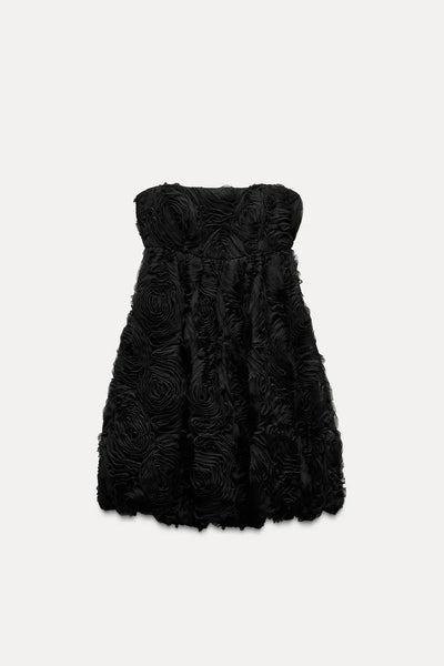 Textured Floral Mini Dress